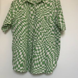 Trippy checkerboard Motel button up